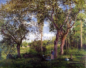 Paisaje con cochecitos relajándose bajo los árboles 1872 Camille Pissarro Pinturas al óleo